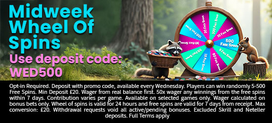 Midweek wheel of prizes